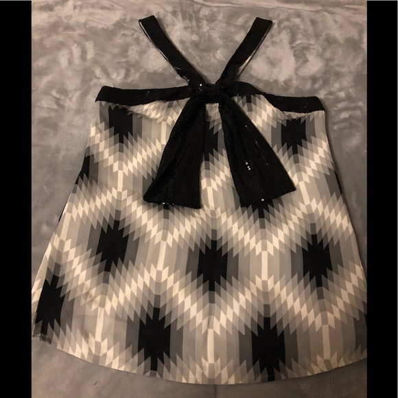 Tory Burch Tops - Tory Burch black silk Ikat print tank with sequins
